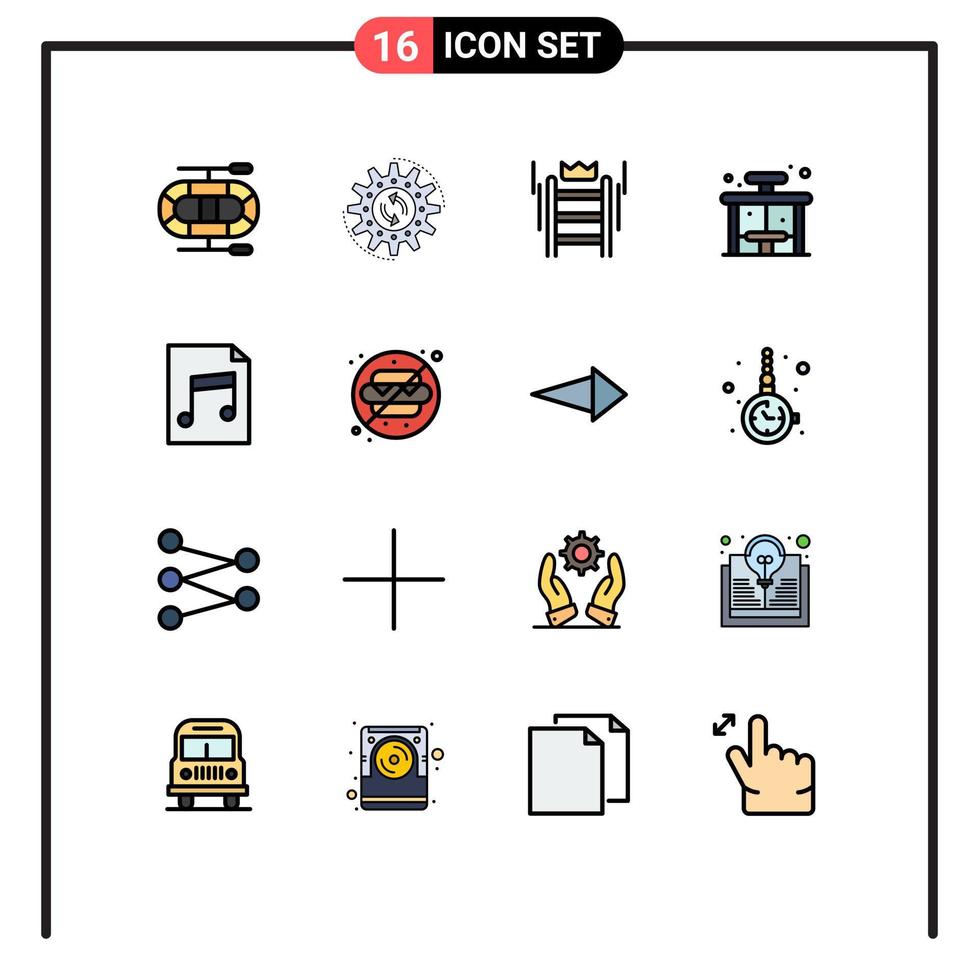 Set of 16 Modern UI Icons Symbols Signs for document stop success bus city Editable Creative Vector Design Elements