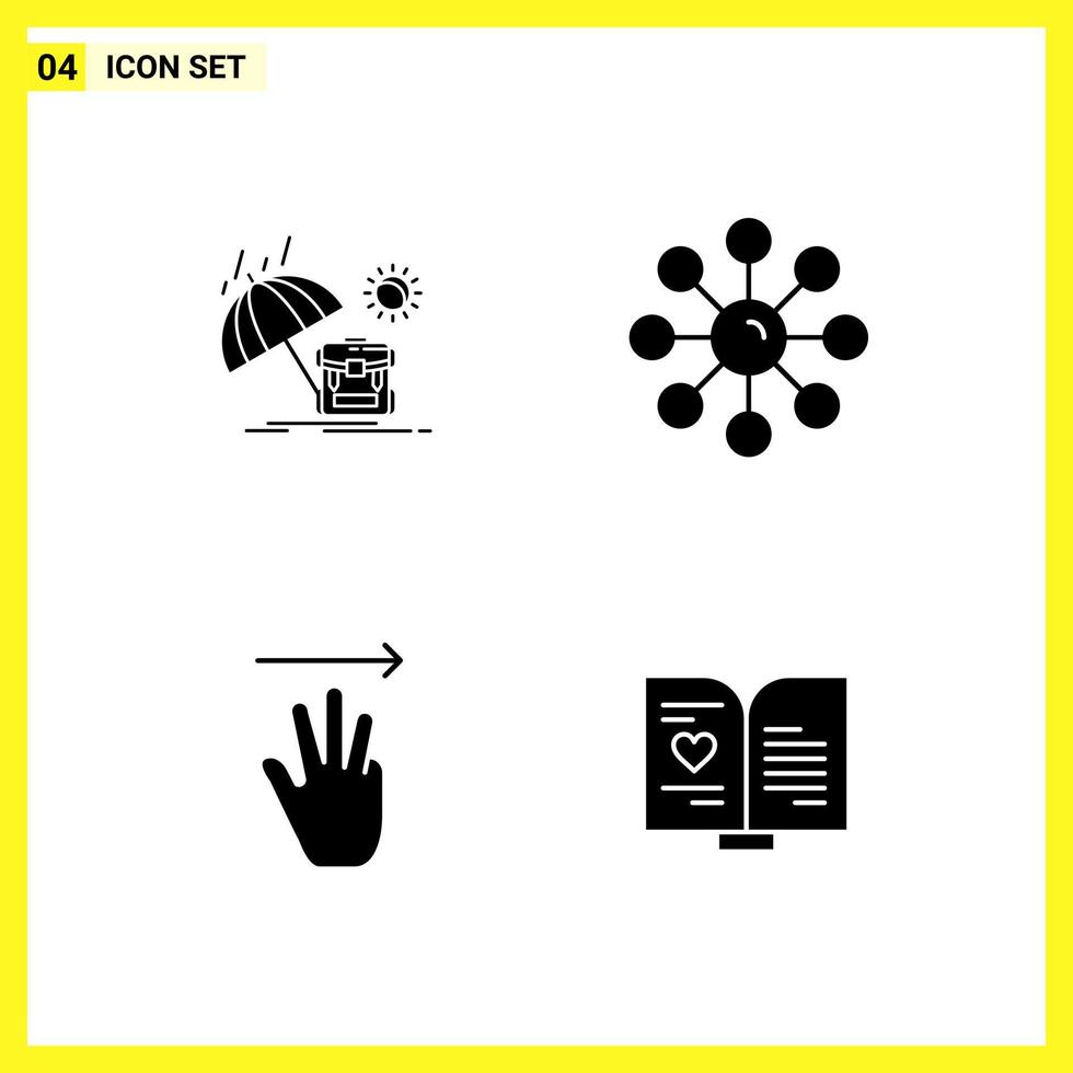 4 Icon Set Simple Solid Symbols Glyph Sign on White Background for Website Design Mobile Applications and Print Media Creative Black Icon vector background