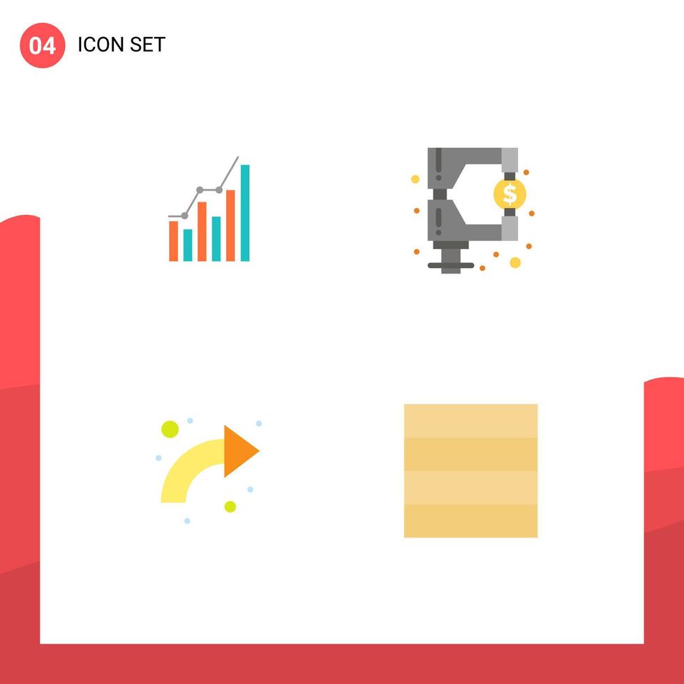 Set of 4 Modern UI Icons Symbols Signs for graph regulation diagram trends arrow Editable Vector Design Elements