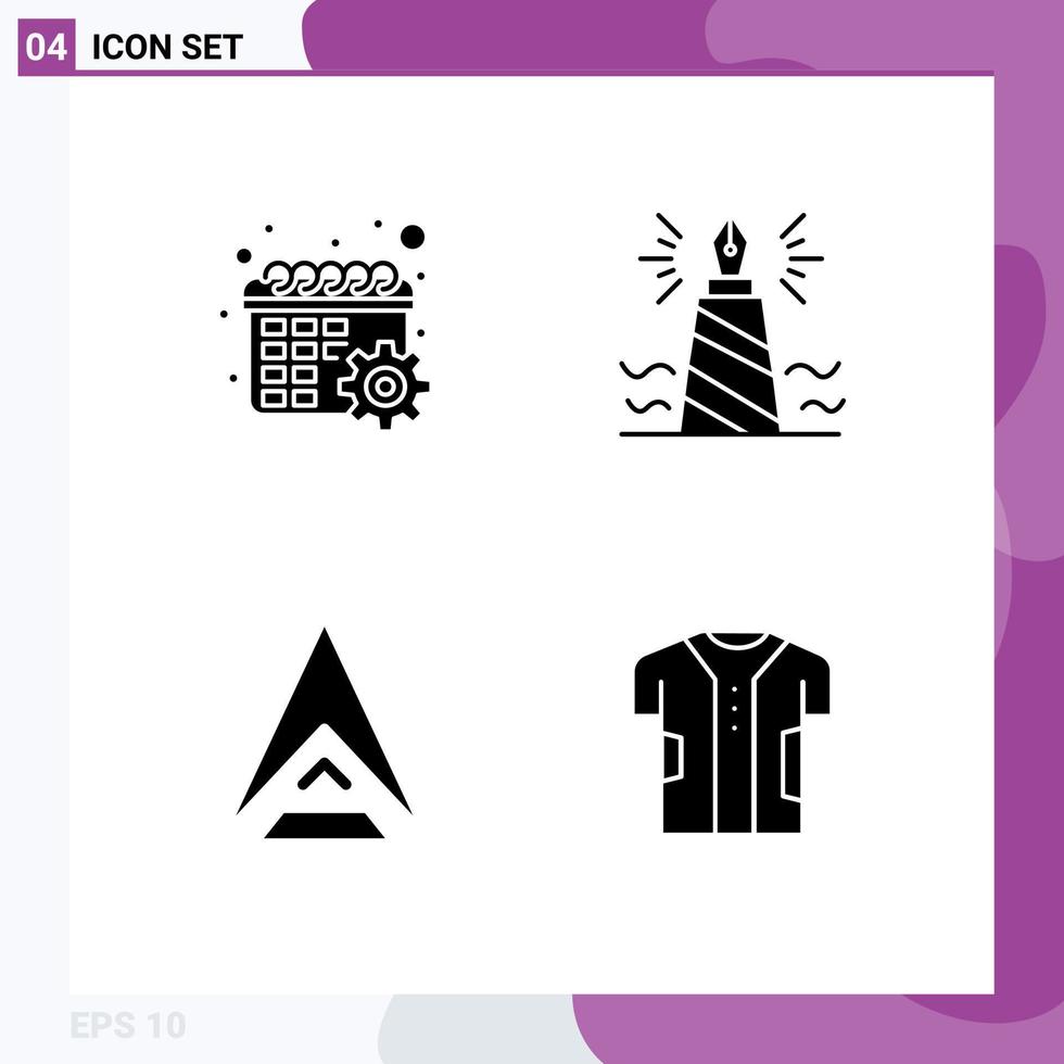Modern Set of 4 Solid Glyphs and symbols such as calendar ark settings writing crypto Editable Vector Design Elements