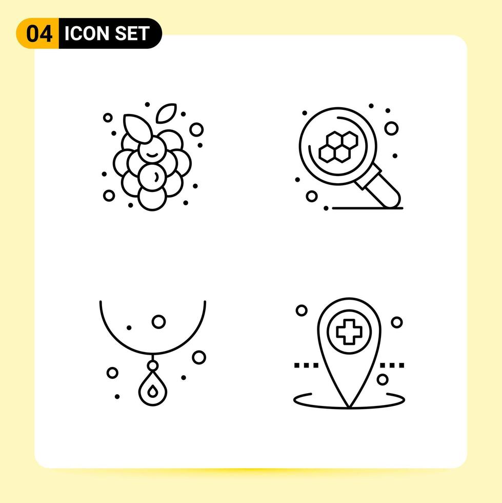 4 Creative Icons for Modern website design and responsive mobile apps 4 Outline Symbols Signs on White Background 4 Icon Pack Creative Black Icon vector background