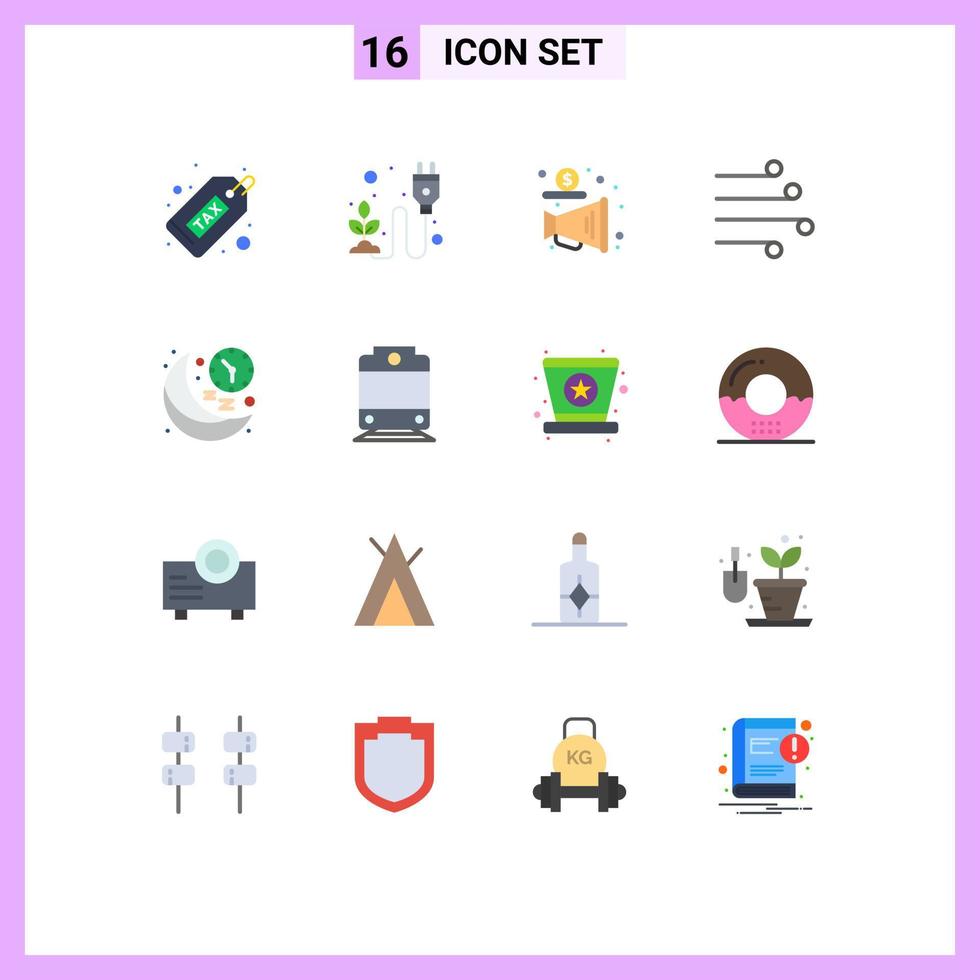 16 Universal Flat Color Signs Symbols of weather blow herb air promote Editable Pack of Creative Vector Design Elements