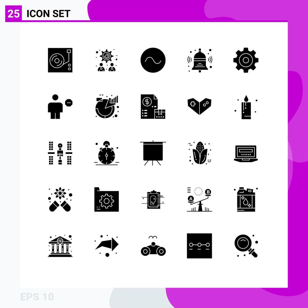 25 Universal Solid Glyphs Set for Web and Mobile Applications avatar detail sound create back Editable Vector Design Elements