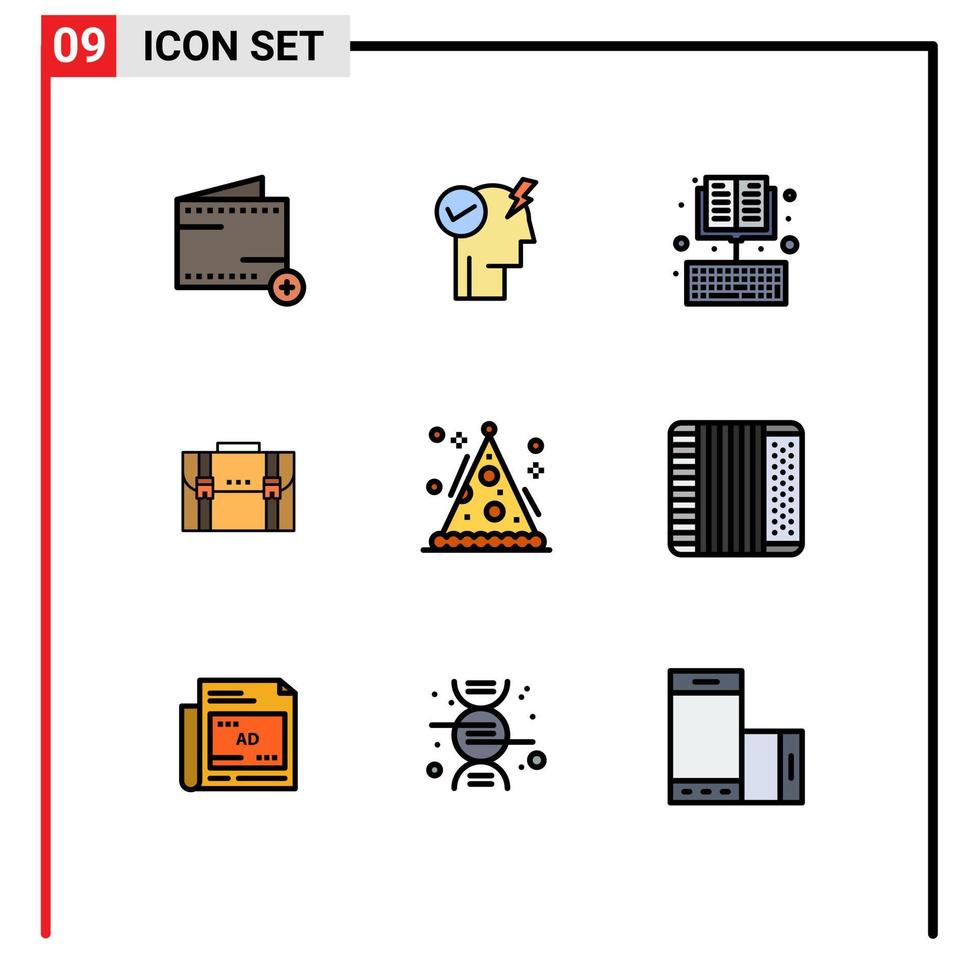 Set of 9 Modern UI Icons Symbols Signs for marketing case online business learning Editable Vector Design Elements