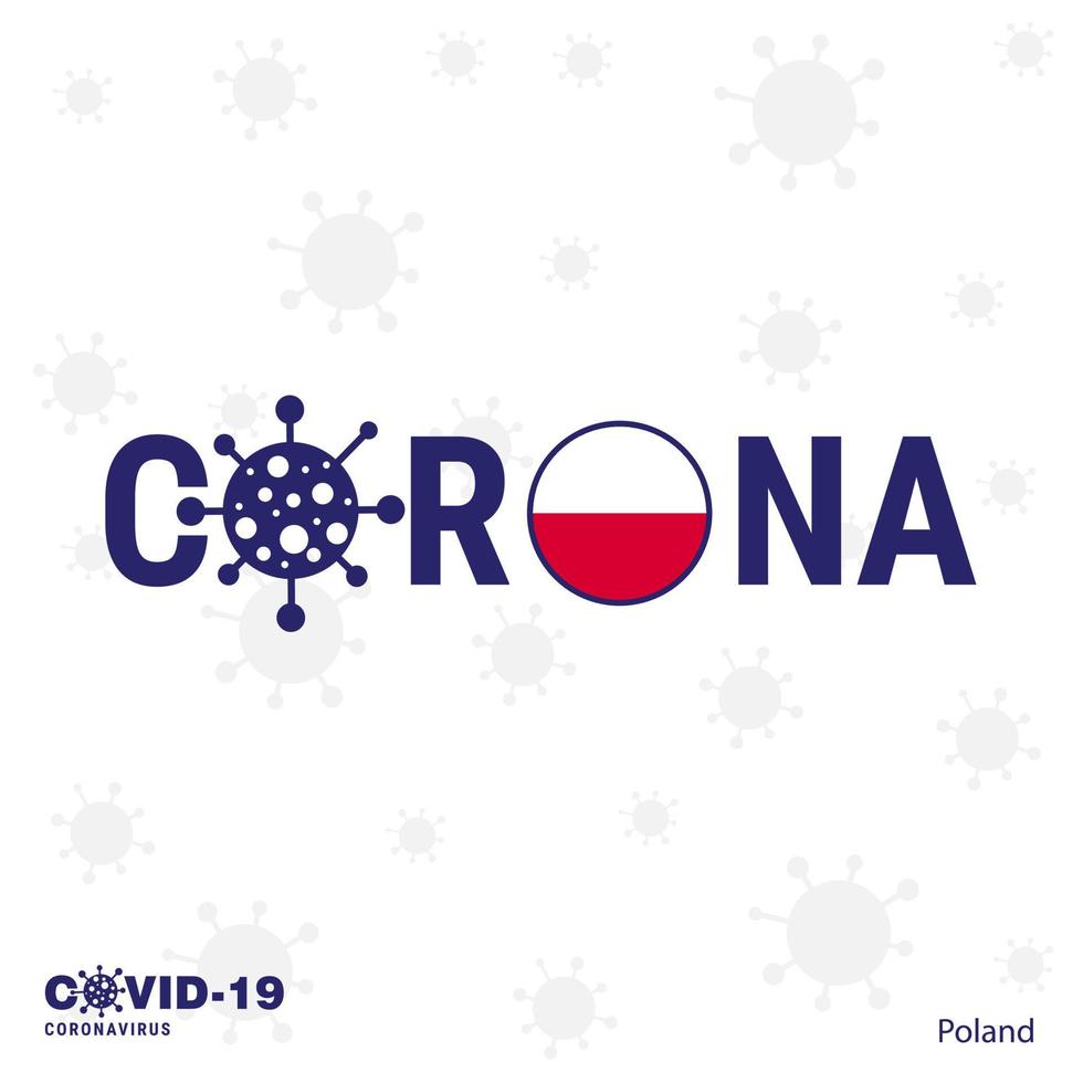 polonia coronavirus tipografía covid19 bandera del país quédese en casa manténgase saludable cuide su propia salud vector