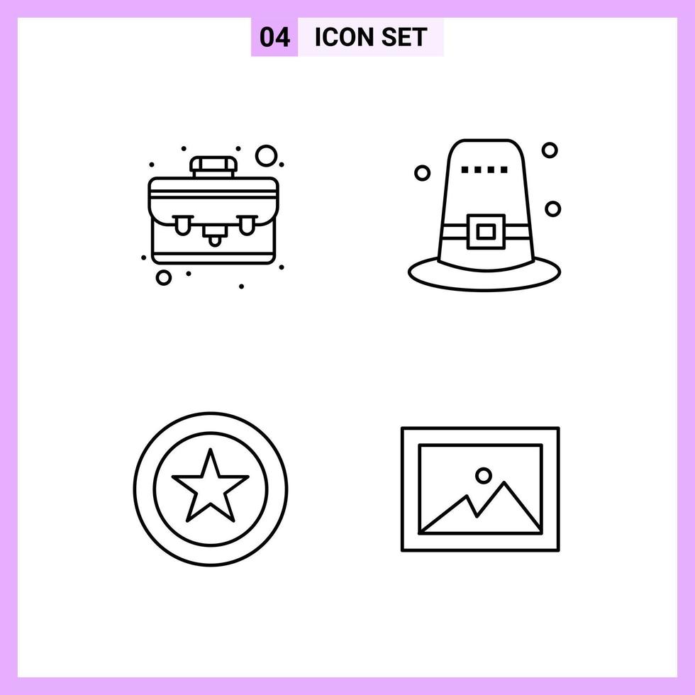 4 Icons in Line Style Outline Symbols on White Background Creative Vector Signs for Web mobile and Print Creative Black Icon vector background