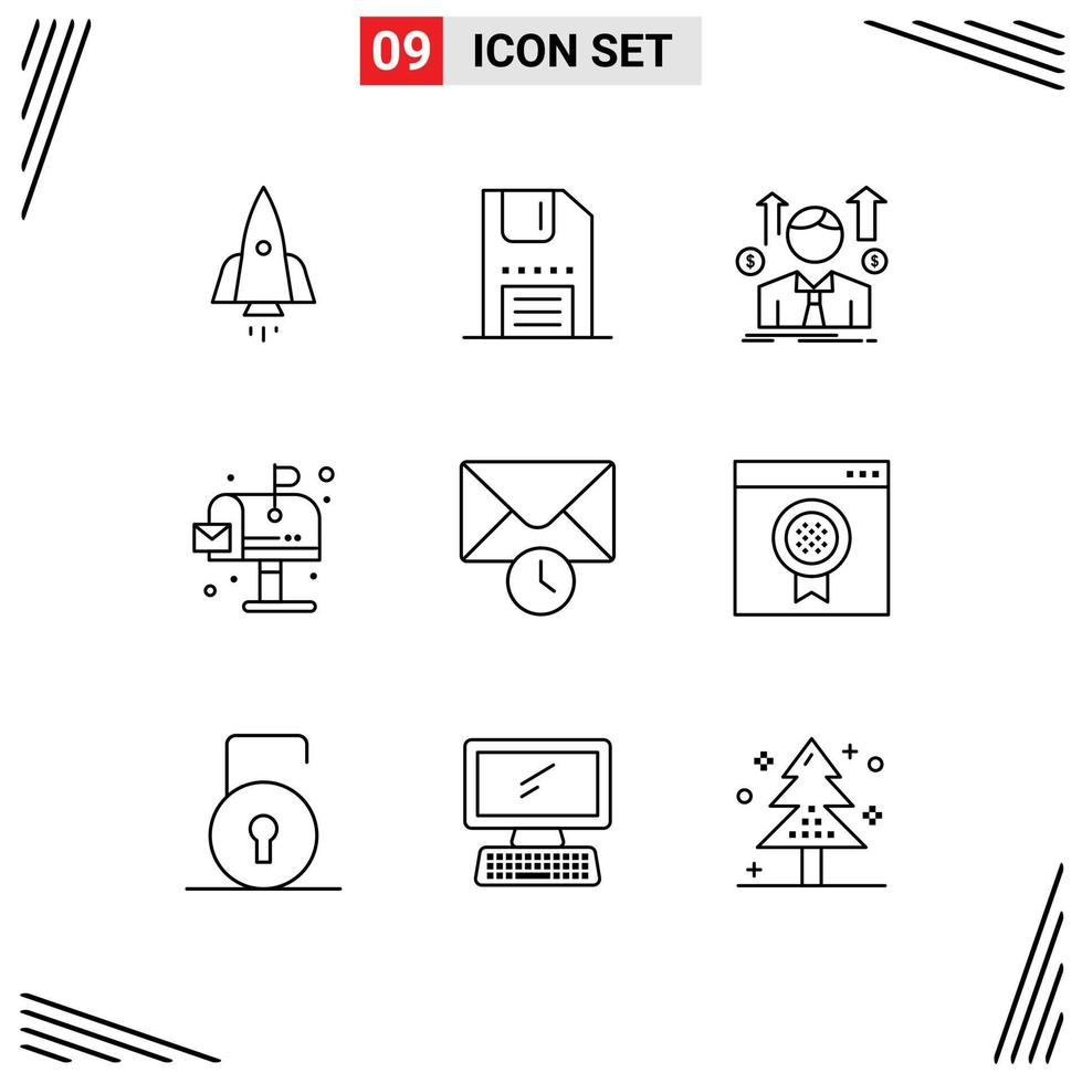 Stock Vector Icon Pack of 9 Line Signs and Symbols for life city interface sales man avatar Editable Vector Design Elements
