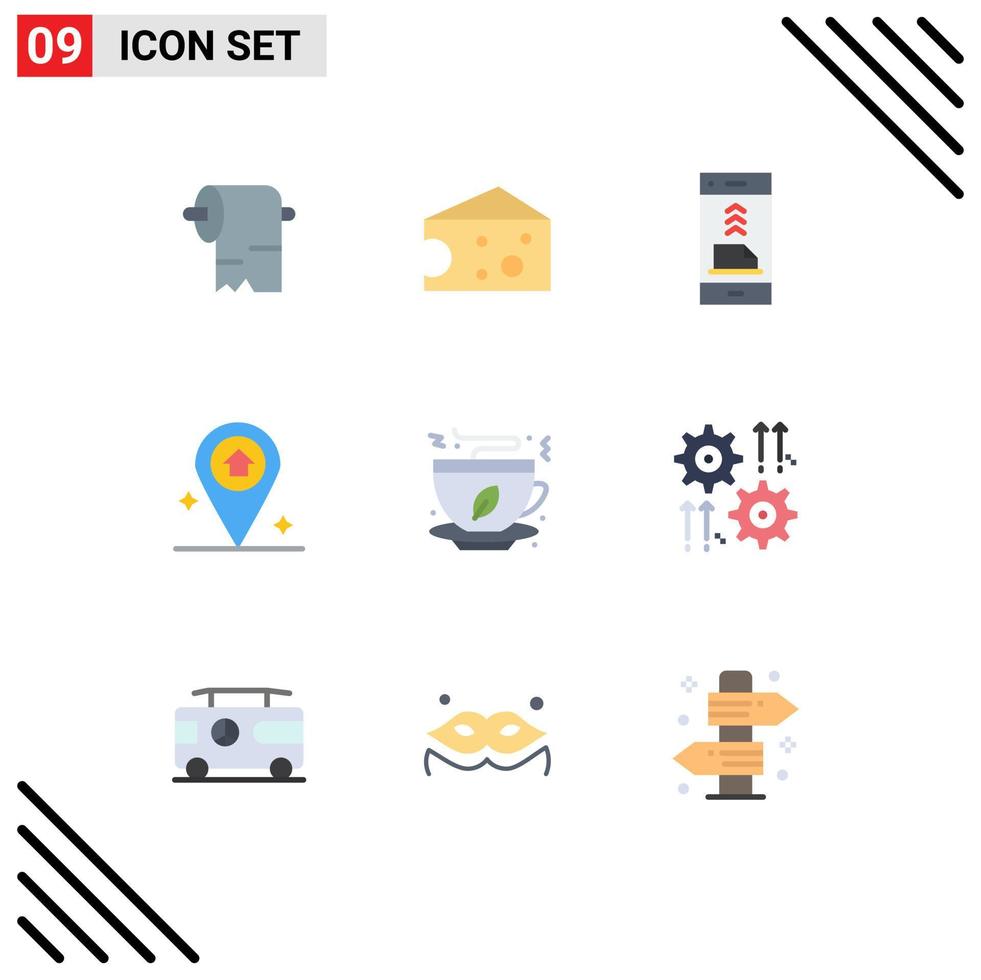 Set of 9 Modern UI Icons Symbols Signs for food coffee contact us tea navigation Editable Vector Design Elements