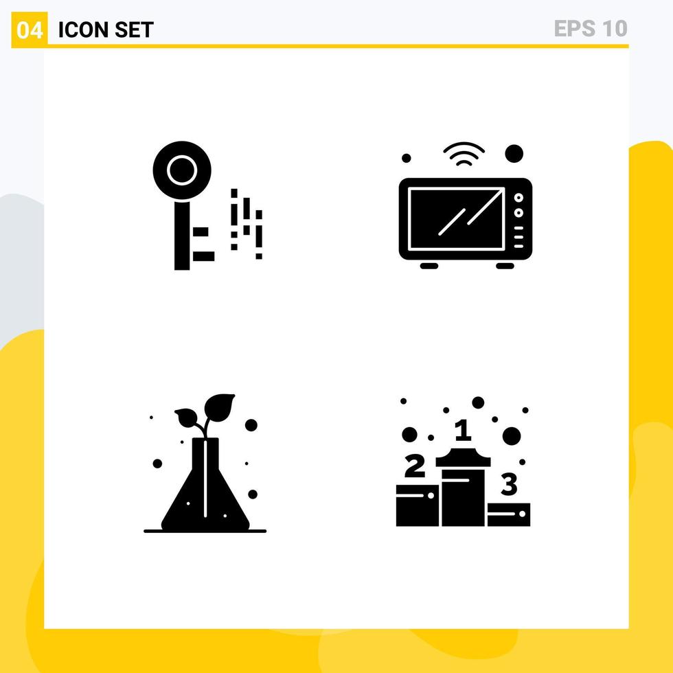Modern Set of 4 Solid Glyphs Pictograph of internet flask internet oven achievement Editable Vector Design Elements