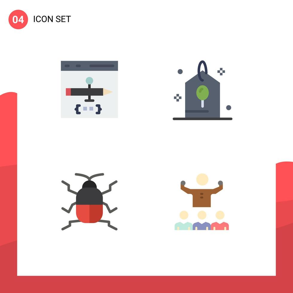 User Interface Pack of 4 Basic Flat Icons of app biology develop celebration insect Editable Vector Design Elements