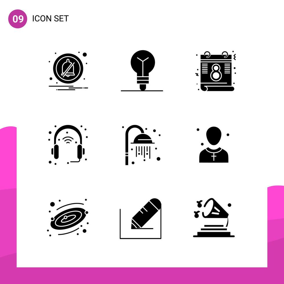 paquete de conjunto de iconos de glifo de 9 iconos sólidos aislados en fondo blanco para el diseño de sitios web receptivos, impresión y aplicaciones móviles, fondo de vector de icono negro creativo