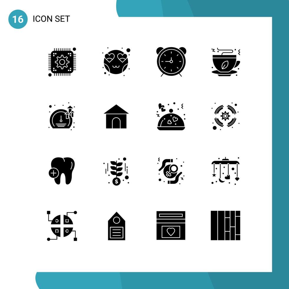 paquete de iconos vectoriales de stock de 16 signos y símbolos de línea para medidor de comida rápida reloj café reloj elementos de diseño vectorial editables vector