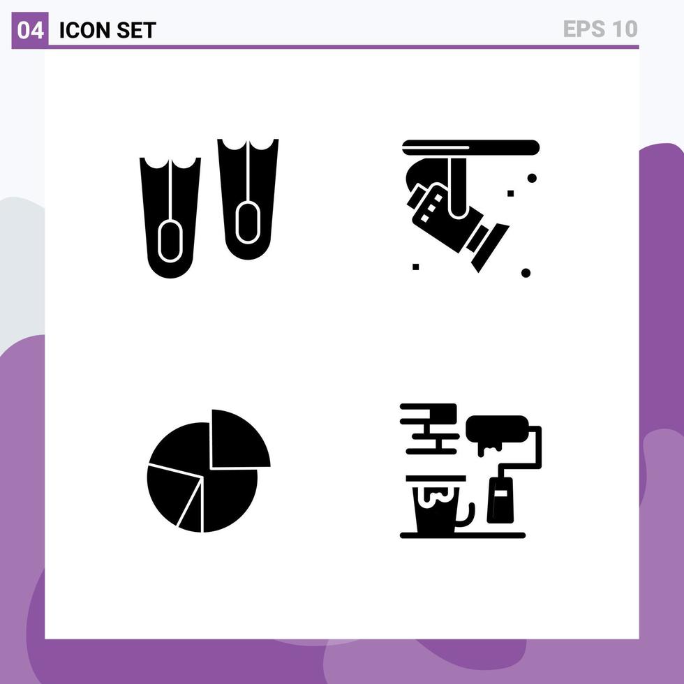 Editable Vector Line Pack of Simple Solid Glyphs of diving diagram bright spotlight graph Editable Vector Design Elements