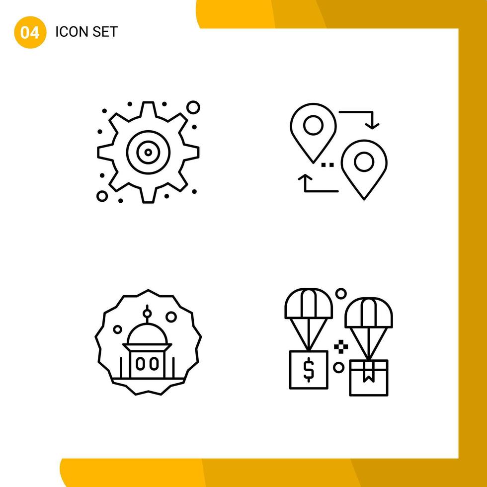 4 Icon Set Line Style Icon Pack Outline Symbols isolated on White Backgound for Responsive Website Designing vector