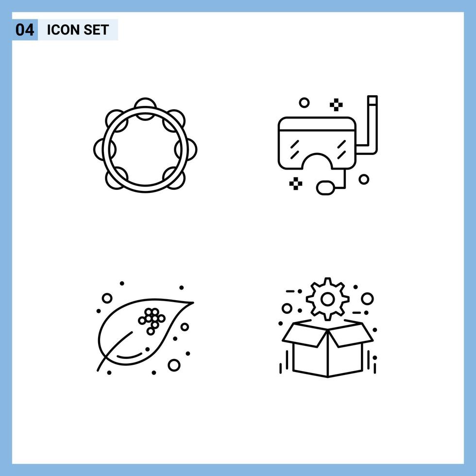 Set of 4 Modern UI Icons Symbols Signs for audio snorkel sound mask eggs Editable Vector Design Elements