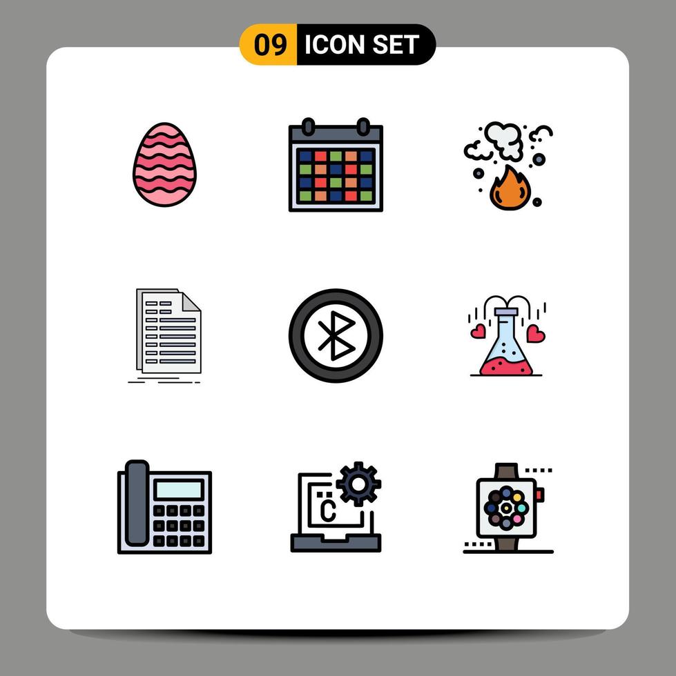 Pictogram Set of 9 Simple Filledline Flat Colors of invoice excel date bill pollution Editable Vector Design Elements