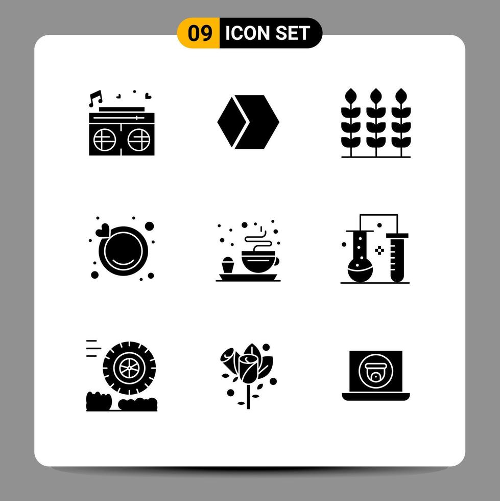 Set of 9 Modern UI Icons Symbols Signs for chemical science plate wheat breakfast ring Editable Vector Design Elements