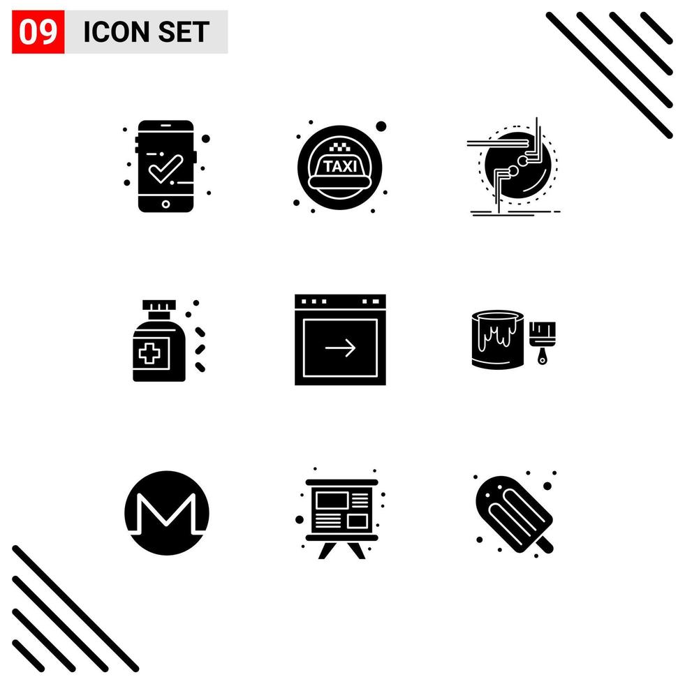 9 Creative Icons Modern Signs and Symbols of website browser connection arrow medicine Editable Vector Design Elements