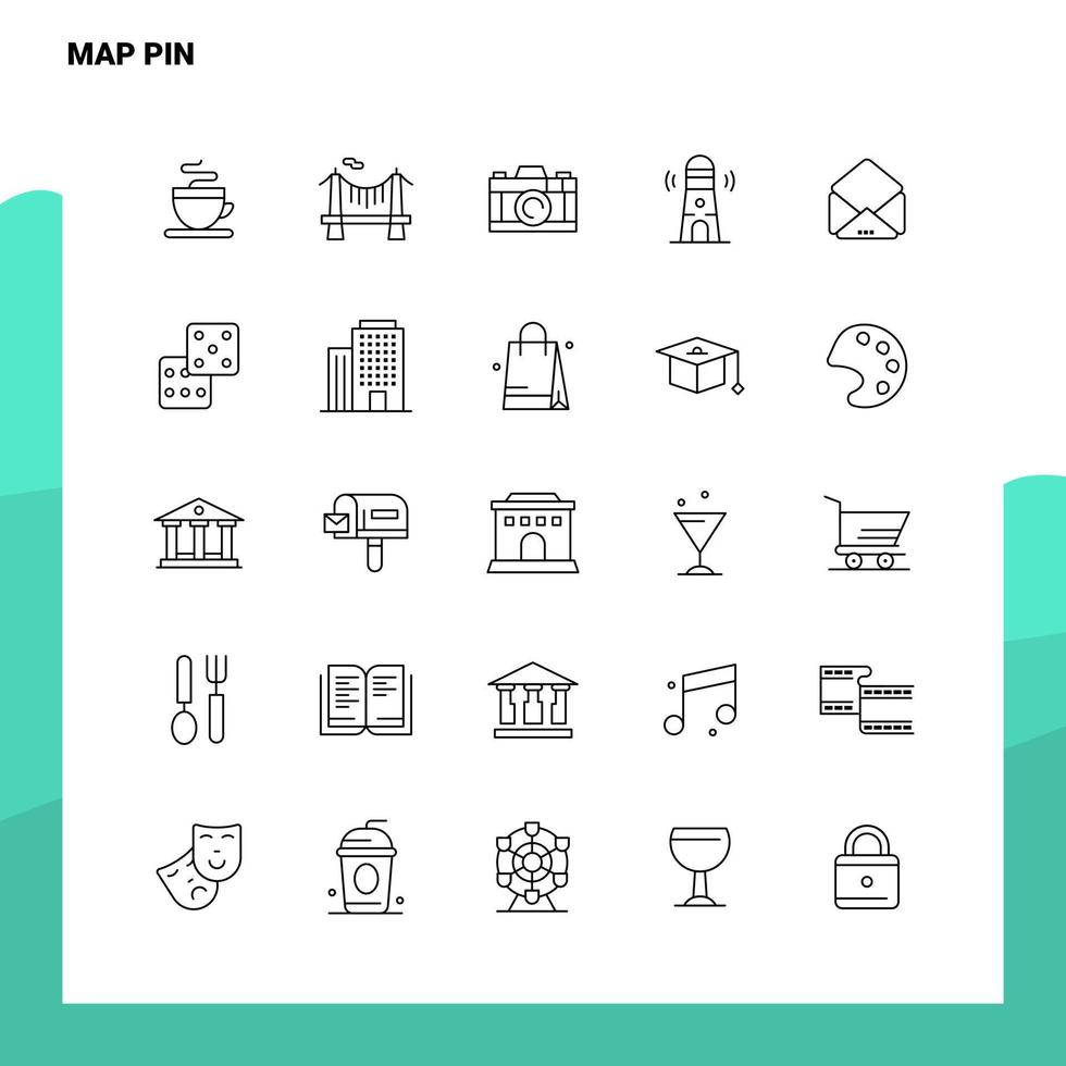 Set of Map Pin Line Icon set 25 Icons Vector Minimalism Style Design Black Icons Set Linear pictogram pack