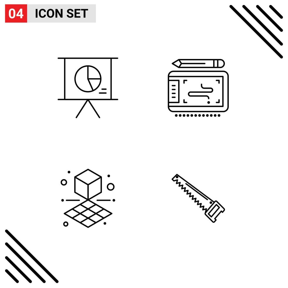 4 Universal Filledline Flat Colors Set for Web and Mobile Applications business printing slide tablet saw Editable Vector Design Elements