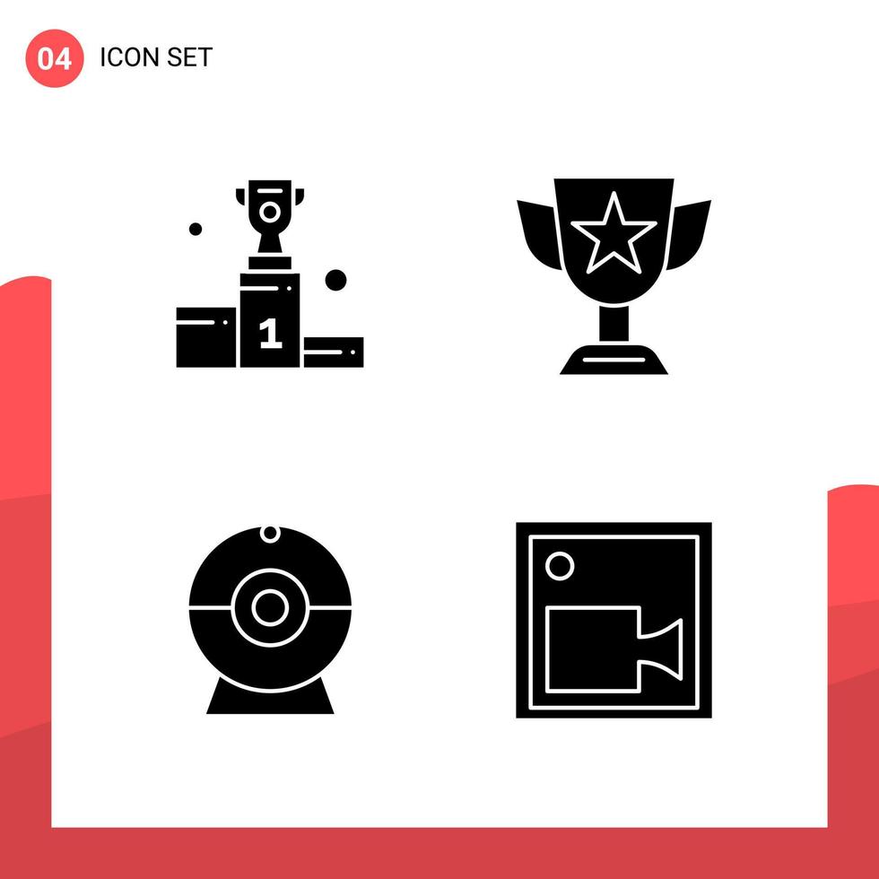 paquete de 4 iconos de glifos universales para medios impresos sobre fondo blanco fondo de vector de icono negro creativo