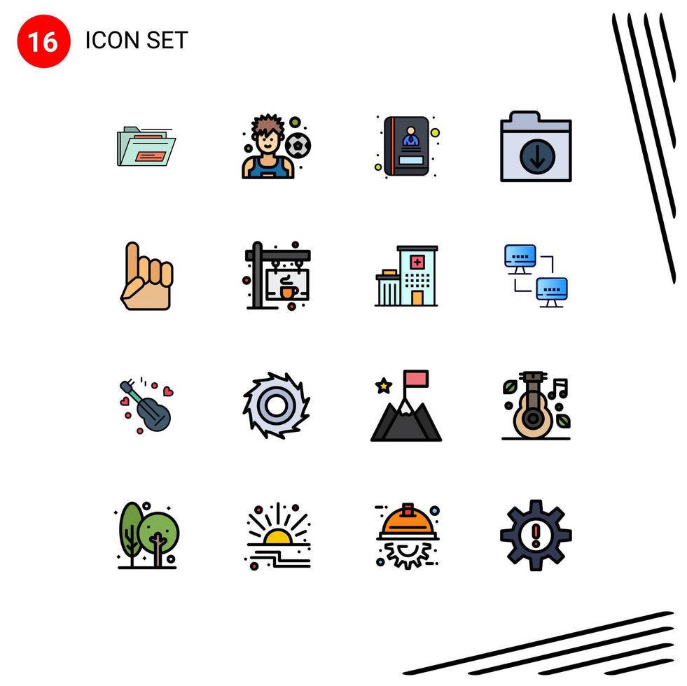 paquete de iconos de vector de stock de 16 signos y símbolos de línea para café usa carpeta de mano de libro elementos de diseño de vector creativo editable