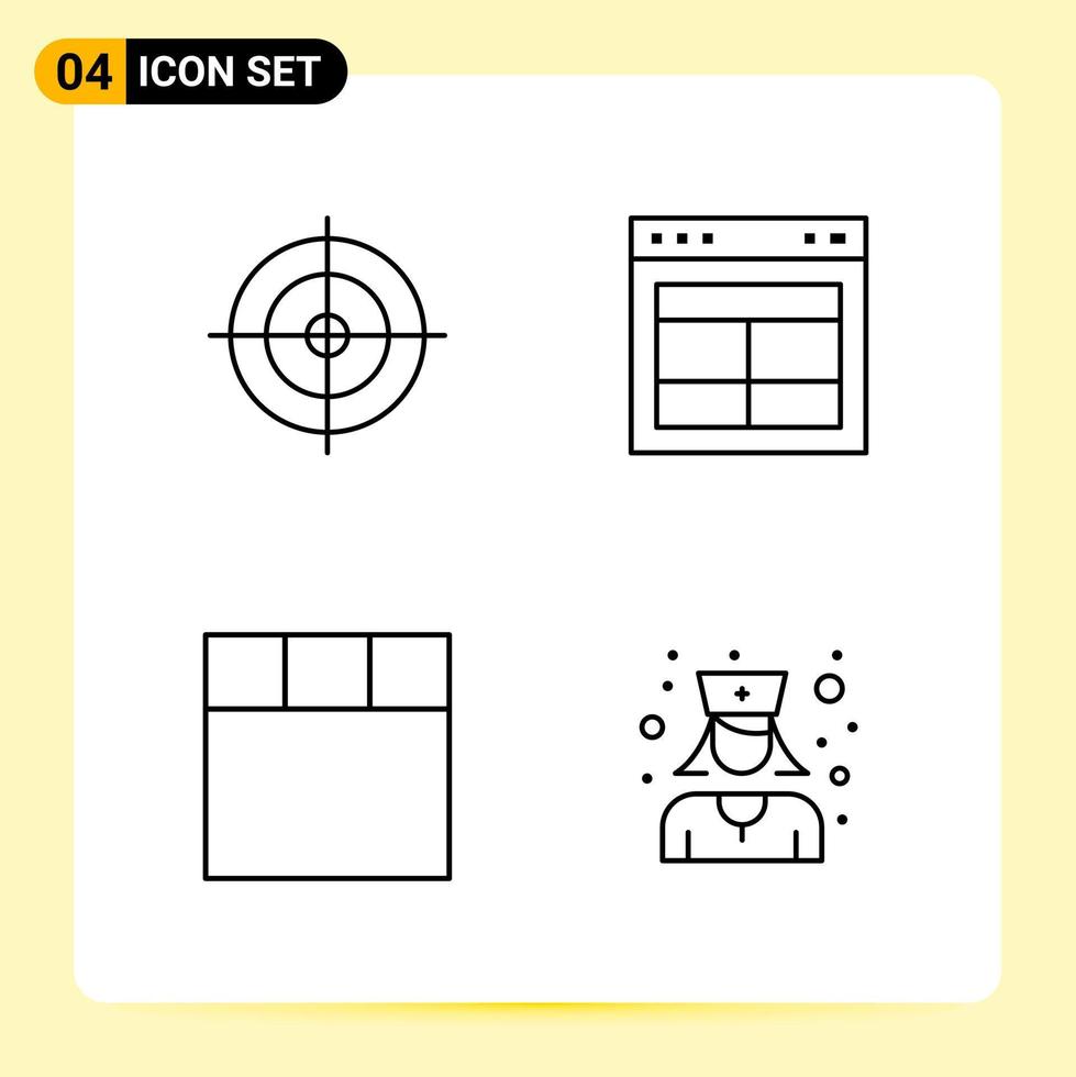 4 Creative Icons for Modern website design and responsive mobile apps 4 Outline Symbols Signs on White Background 4 Icon Pack vector