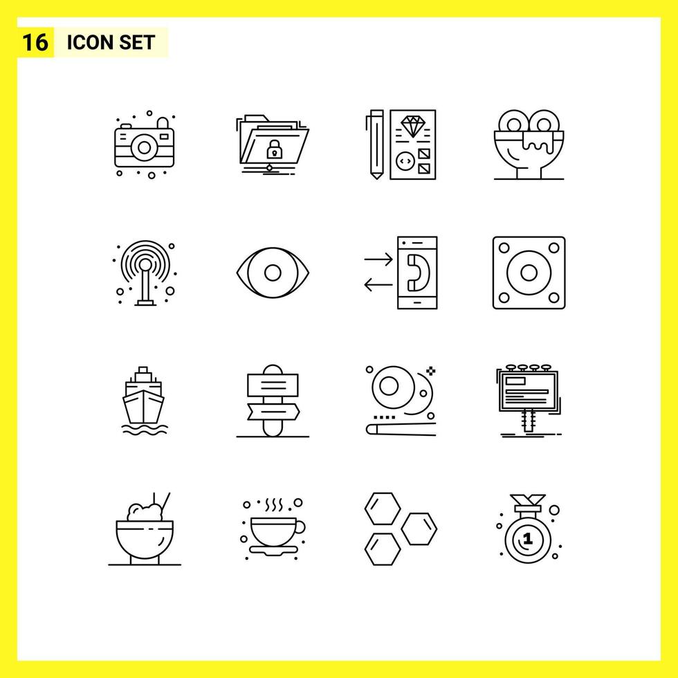 Pictogram Set of 16 Simple Outlines of lunch drink coding dinner programming Editable Vector Design Elements