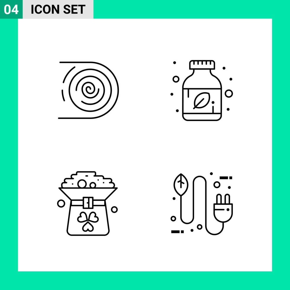 Pack of 4 Line Style Icon Set Outline Symbols for print Creative Signs Isolated on White Background 4 Icon Set vector