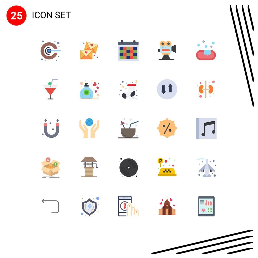 Universal Icon Symbols Group of 25 Modern Flat Colors of professional film colander capture date Editable Vector Design Elements