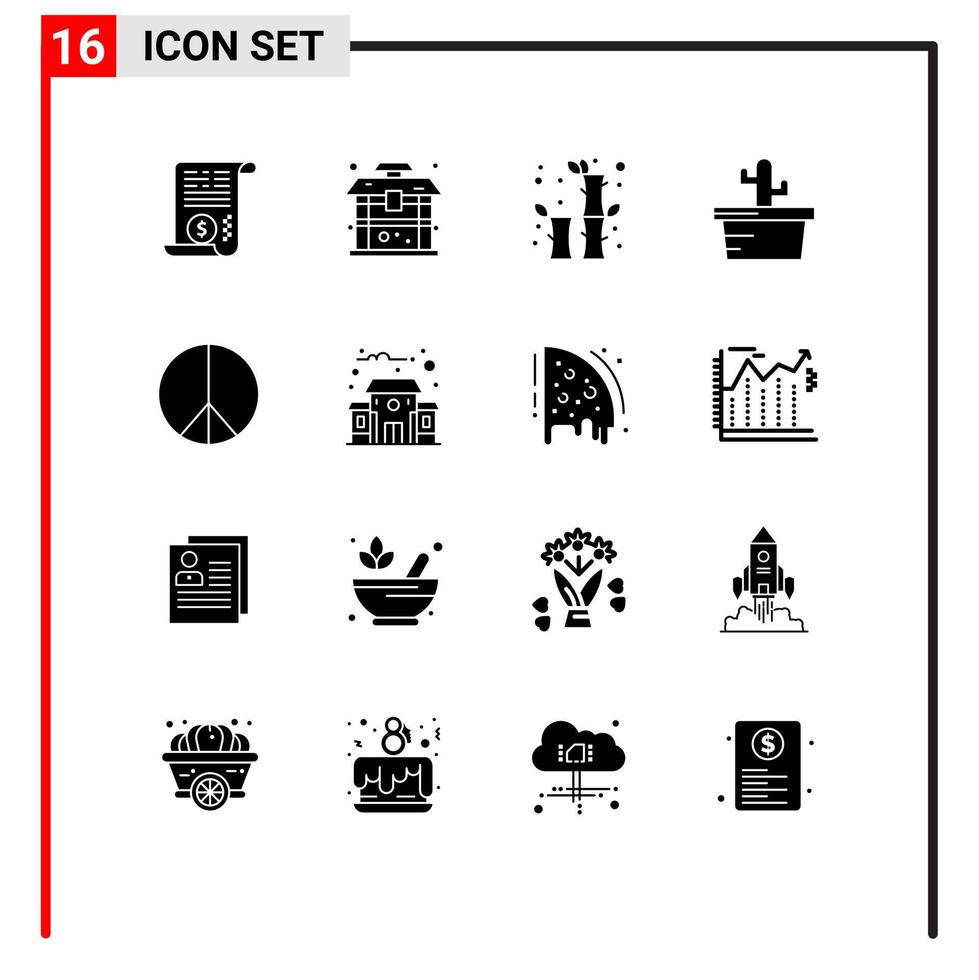 16 Creative Icons Modern Signs and Symbols of peace freedom bamboo summer cactus Editable Vector Design Elements
