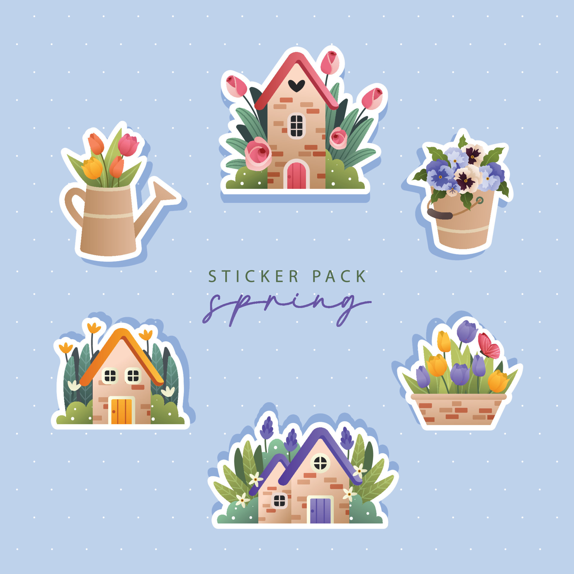 Spring Elements Sticker Pack 14767296 Vector Art at Vecteezy