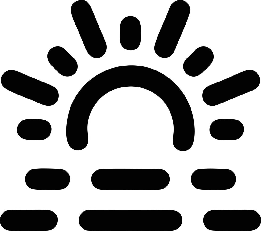 icono de sol en fondo blanco, ilustración del símbolo de icono de sol en negro sobre fondo blanco vector