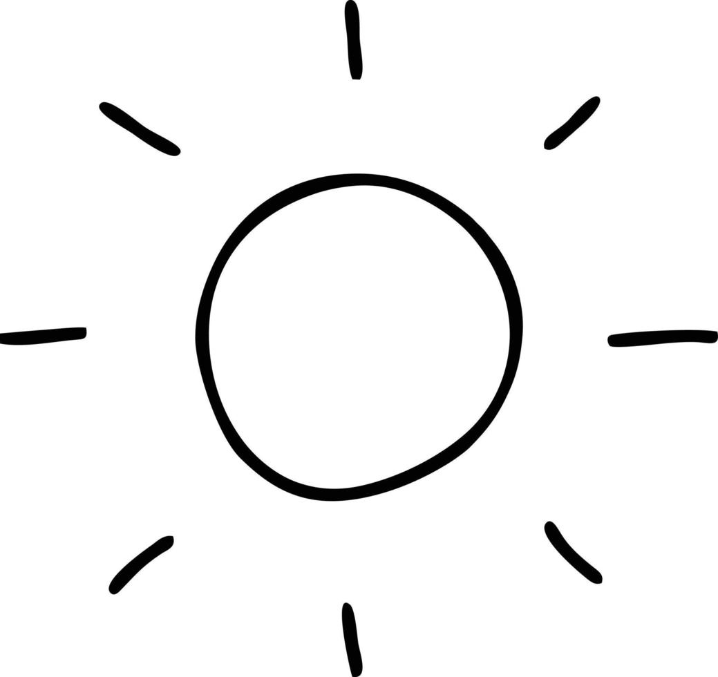 icono de sol en fondo blanco, ilustración del símbolo de icono de sol en negro sobre fondo blanco vector