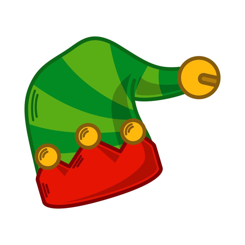 Cartoon green Elf hat illustration. EPS 10 vector