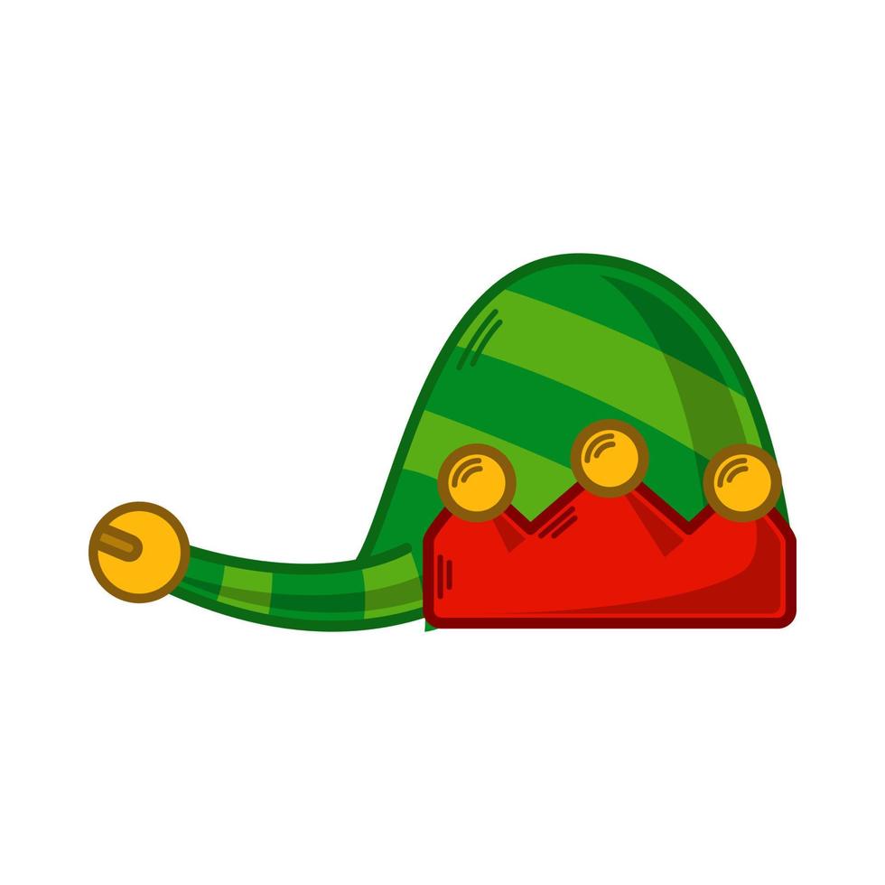 Cartoon green Elf hat illustration. EPS 10 vector