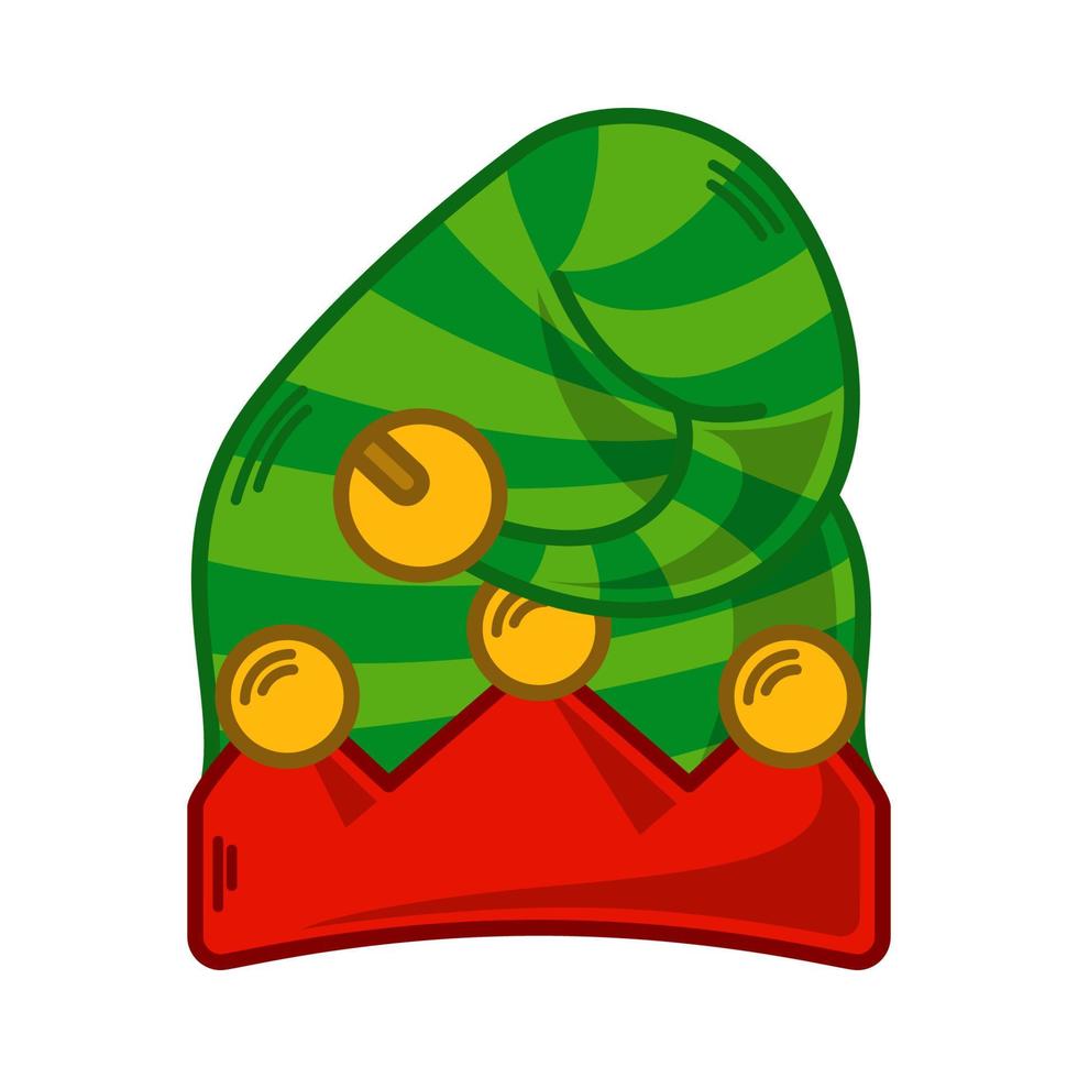 Cartoon green Elf hat illustration. EPS 10 vector