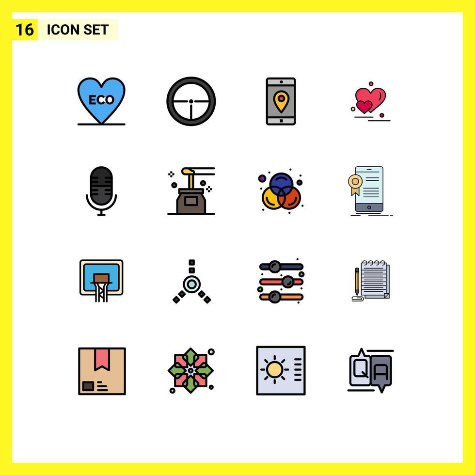 16 Creative Icons Modern Signs and Symbols of valentine greetings love target heart location Editable Creative Vector Design Elements
