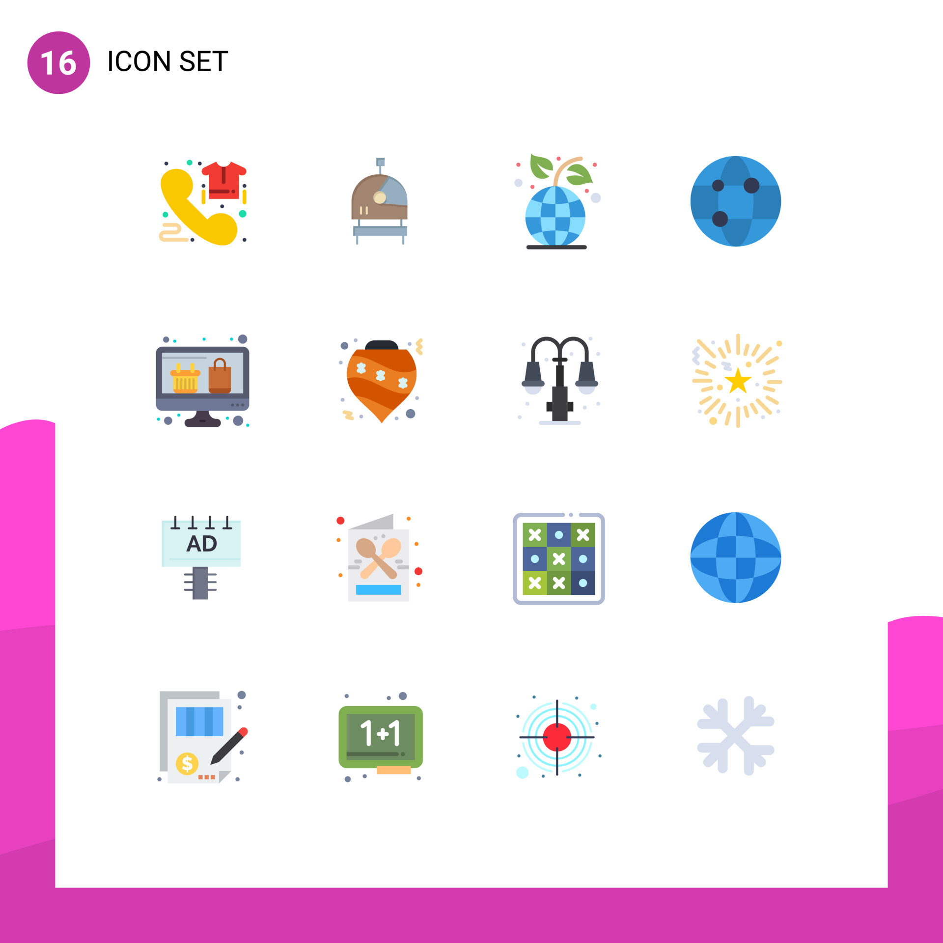 set-of-16-vector-flat-colors-on-grid-for-display-technology-earth-day