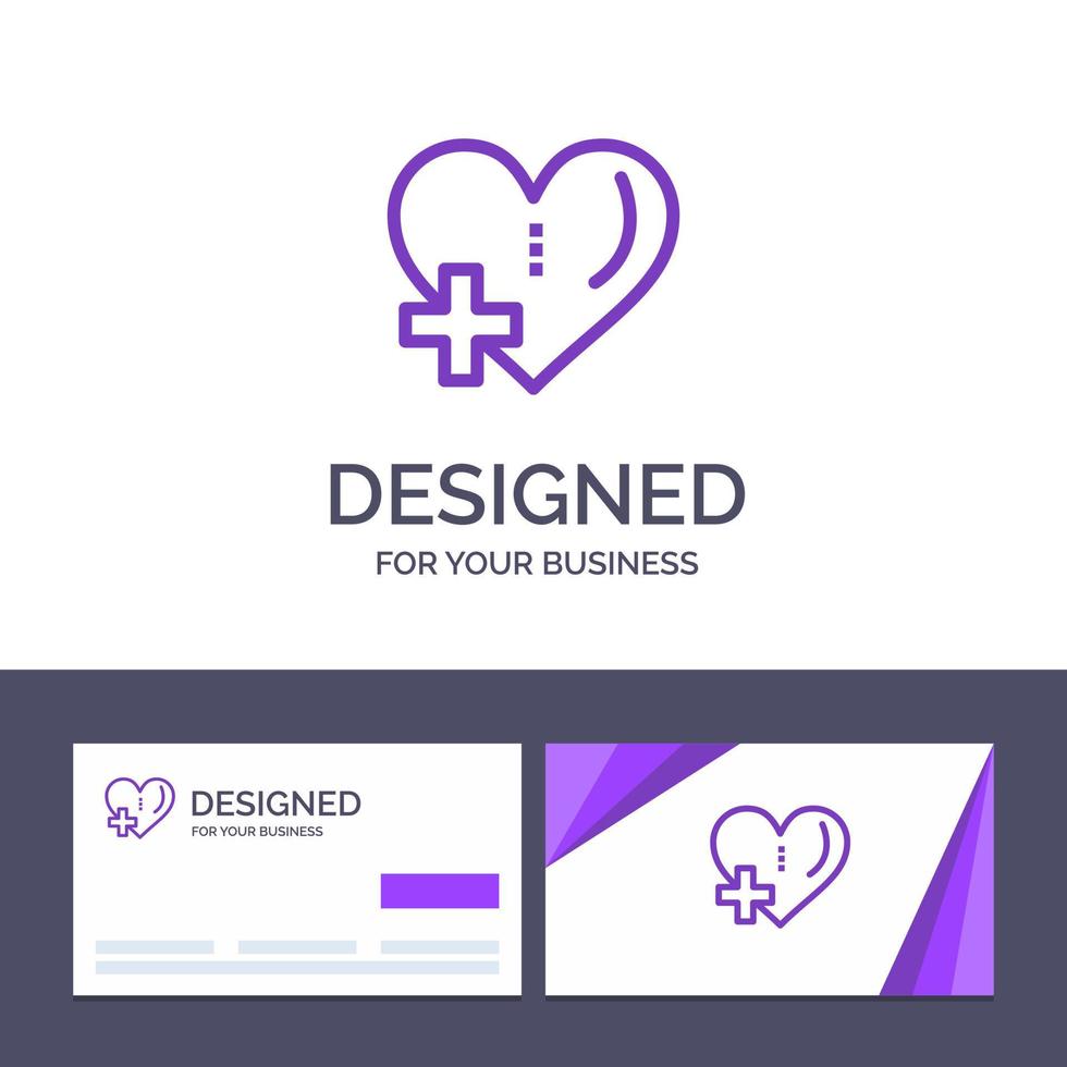 Creative Business Card and Logo template Heart Love Add Plus Vector Illustration