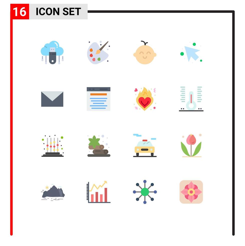 Set of 16 Modern UI Icons Symbols Signs for mail sms painting left arrow Editable Pack of Creative Vector Design Elements