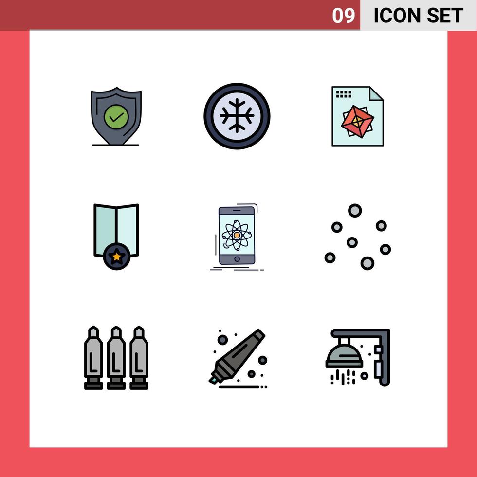 Universal Icon Symbols Group of 9 Modern Filledline Flat Colors of science mobile processing information star Editable Vector Design Elements