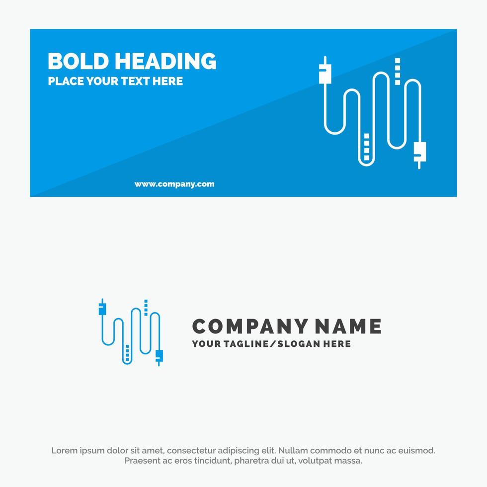 Audio Cable Cables Communication SOlid Icon Website Banner and Business Logo Template vector