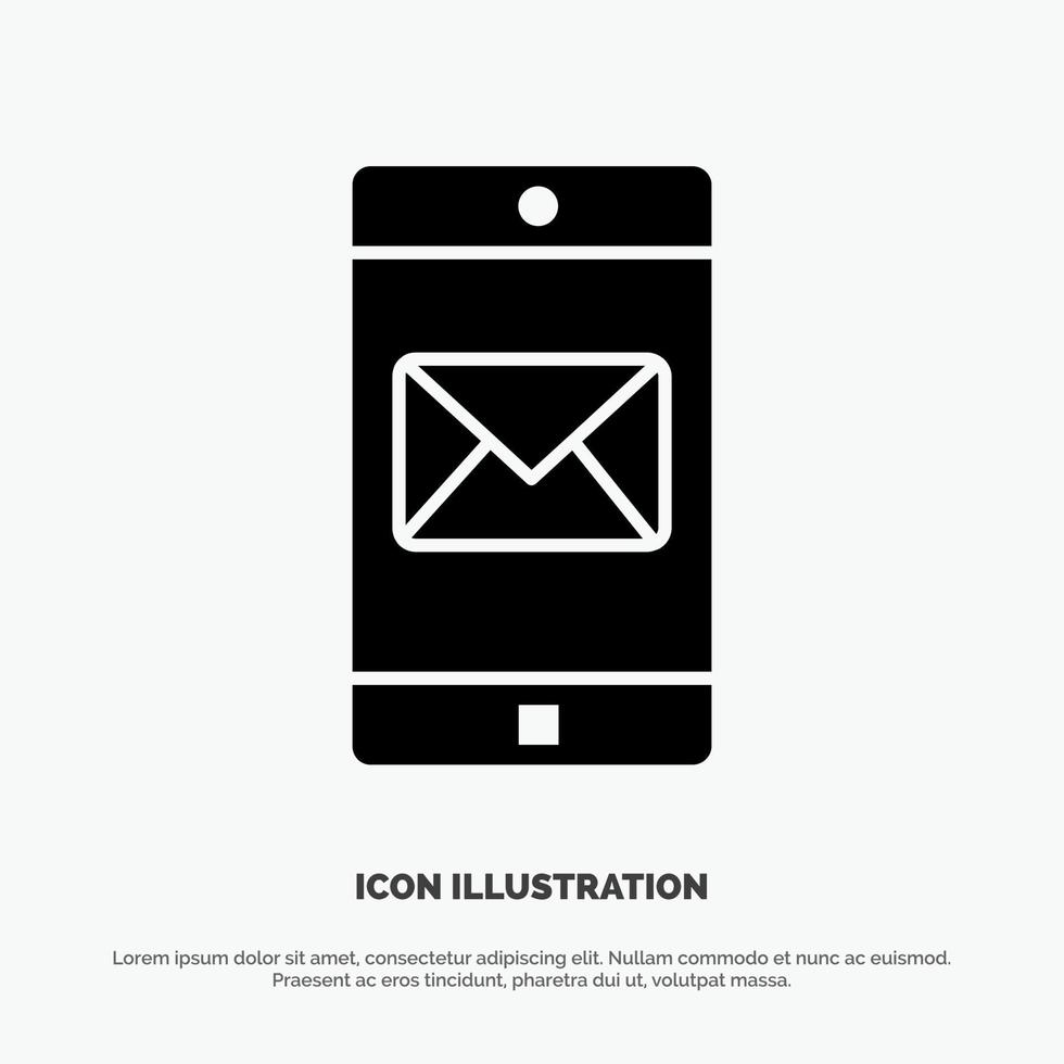 Application Mobile Mobile Application Mail solid Glyph Icon vector