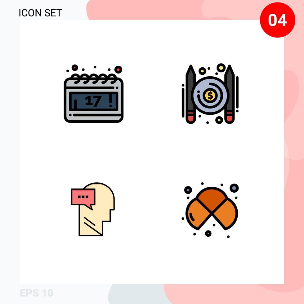 Stock Vector Icon Pack of 4 Line Signs and Symbols for calendar inner articles writer atoms Editable Vector Design Elements