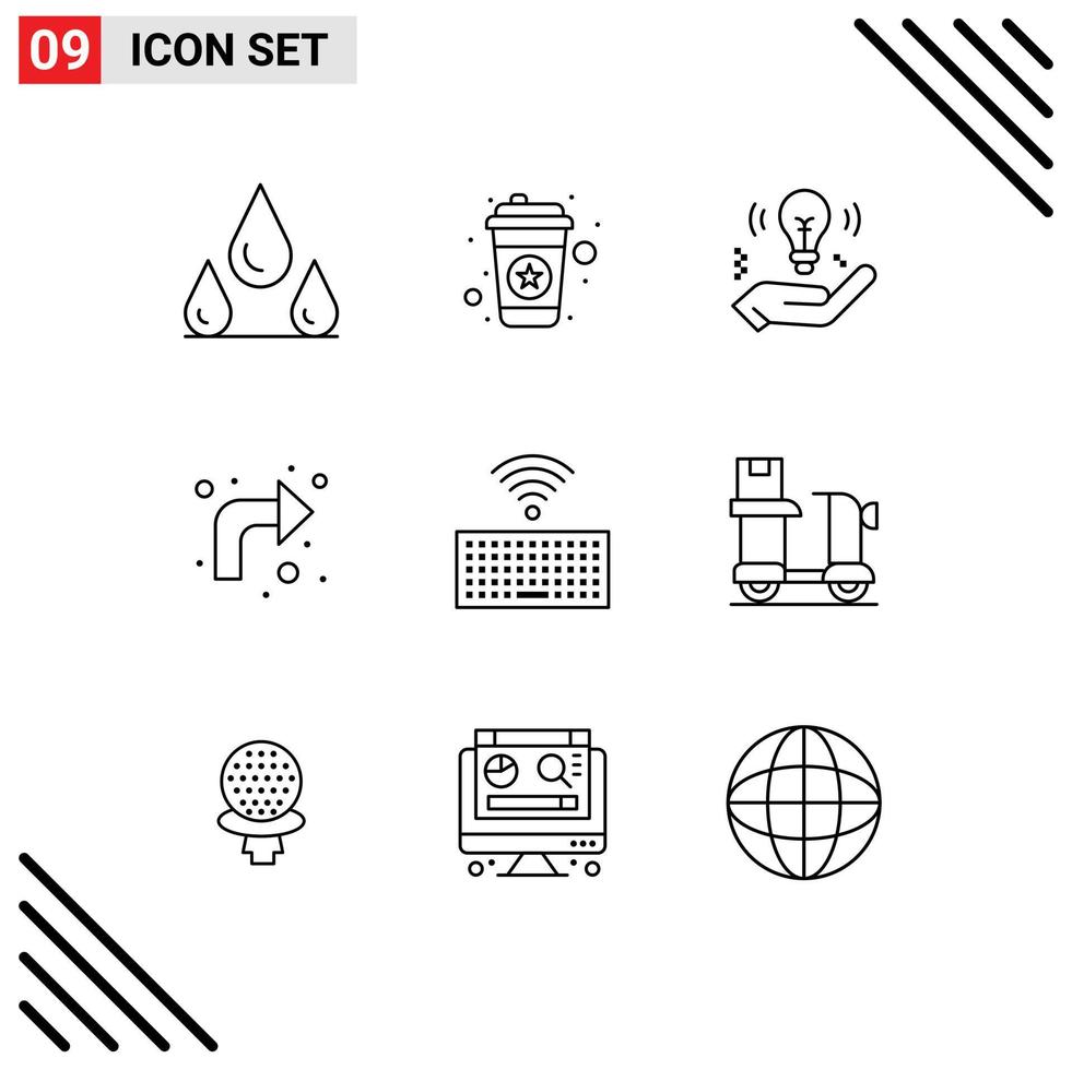 Set of 9 Vector Outlines on Grid for keys hardware idea right reload Editable Vector Design Elements