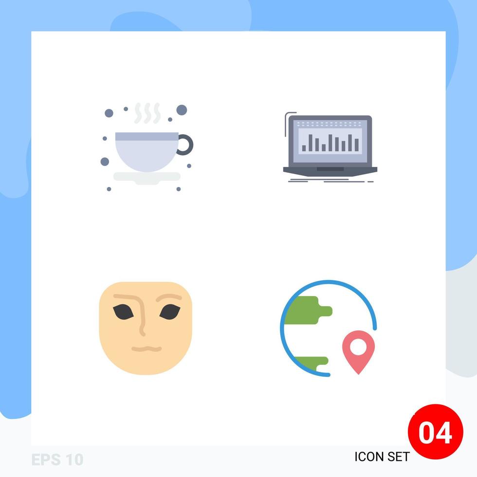 4 Creative Icons Modern Signs and Symbols of tea face data monitoring delivery Editable Vector Design Elements