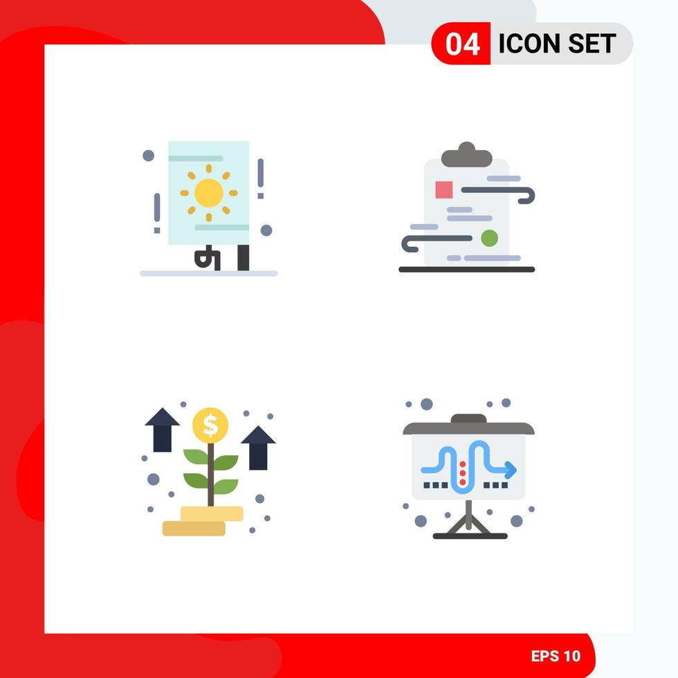 4 Universal Flat Icons Set for Web and Mobile Applications celebration grow party checklist startup Editable Vector Design Elements