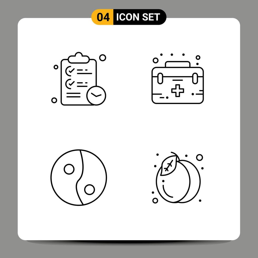 Pack of 4 Modern Filledline Flat Colors Signs and Symbols for Web Print Media such as checklist yang time first pack Editable Vector Design Elements