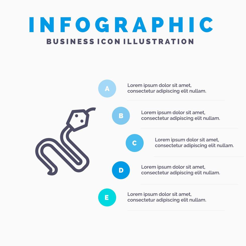 Animal Cobra India King Line icon with 5 steps presentation infographics Background vector